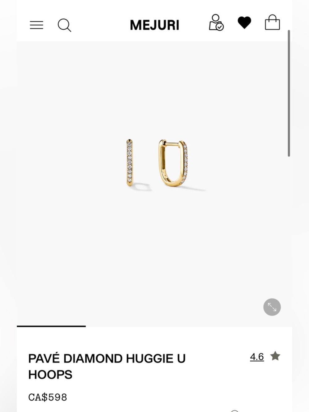 Mejuri 14K Gold Diamond Pavé Huggie Hoops